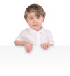 Young Child Holding White Message Sign