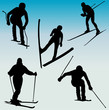 silhouettes of skiers - vector