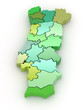 Three-dimensional map of Portugal. 3d