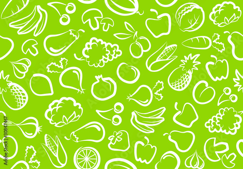 Vector: Seamless background with vegetables and fruit Seamless background with vegetables and fruit