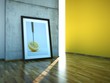 Atelier mit Zitronenbild vor Betonwand