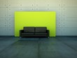 Ledersofa Rendering vor grüner Wand