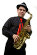 Latino Saxophone Player Isolated on White Latino Saxophone Player Isolated on White