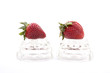 Strawberries on glass.