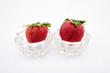 Strawberries in a glass bowl.