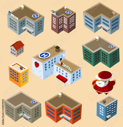 Vector: Set of Isometric Buildings. Set of Isometric Buildings.
