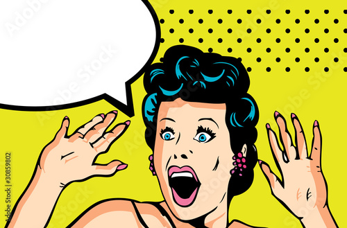 Illustration: Comic Love Vector illustration of surprised woman face Comic Love Vector illustration of surprised woman face