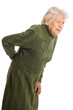 Grandmother holding a cane on white background
