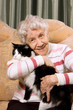 Photo: The grandmother with a cat on a sofa The grandmother with a cat on a sofa