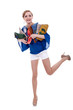 excited young woman holding purses excited young woman holding purses