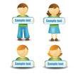 Cute figures holding banners Cute figures holding banners