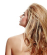 profile of blond woman with long hair
