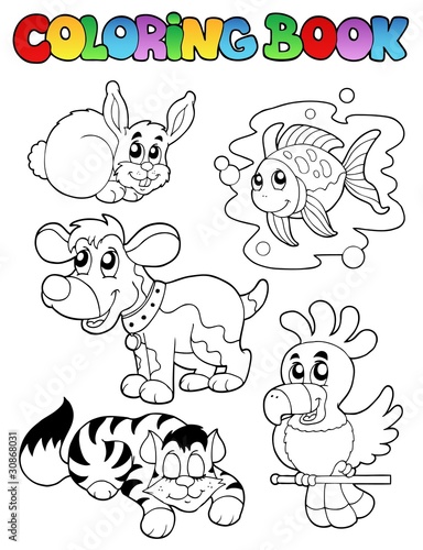 Vektor: Coloring book with happy pets 1 Coloring book with happy pets 1