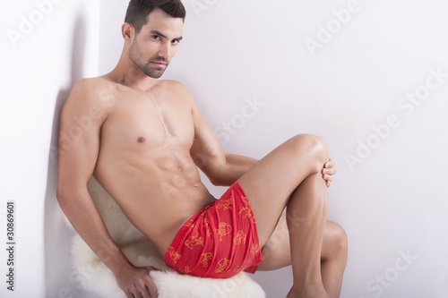 Photo: Closeup of a muscular handsome man in underwear Closeup of a muscular handsome man in underwear