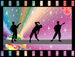 Boygroup-Rockband beim Auftritt im Filmstreifen