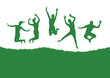 people jumping on grass people jumping on grass