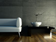 3d Rendering weißes Sofa mit Bonsai