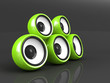 green audio system on the grey background green audio system on the grey background
