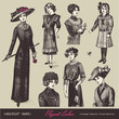 vector set: elegant ladies - retro fashion illustrations vector set: elegant ladies - retro fashion illustrations