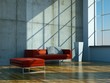 3d Rendering rotes Sofa im Loft