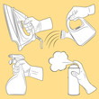 Hands and some objects set