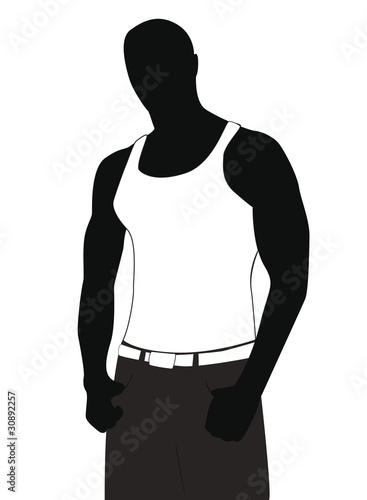Vector: Silhouette of the young athlete in a vest Silhouette of the young athlete in a vest
