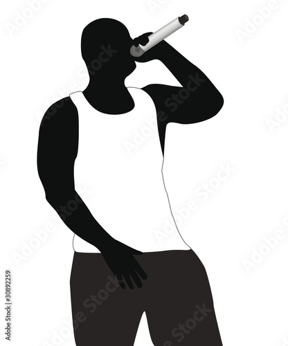 Vector: Silhouette of the rapper in a vest Silhouette of the rapper in a vest