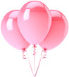 Party balloons three colored pink. Romantic shiny decoration