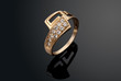 Golden ring with diamonds