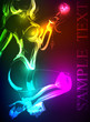 Hand-drawn fashion model from a neon. Vector illustration. A lig