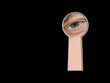 Look through a keyhole in black background
