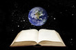 Blank book with the earth in the orion and space area Blank book with the earth in the orion and space area