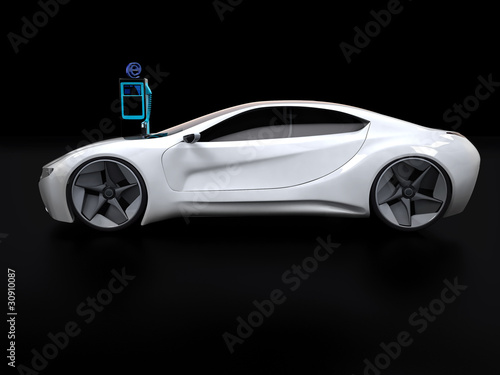 Illustration: elektromobil Ladestation Sportwagen 3D elektromobil Ladestation Sportwagen 3D