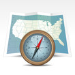 Compass and USA Map
