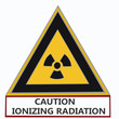 triangular nuclear warning sign on white background