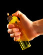 Hand with lighter on black background Hand with lighter on black background