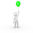 Man holding a green balloon Man holding a green balloon
