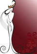silhouette of a woman in a long dress and hat with flowers silhouette of a woman in a long dress and hat with flowers