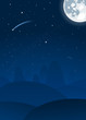 Vector night landscape with moon