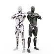 Two robots on the white background