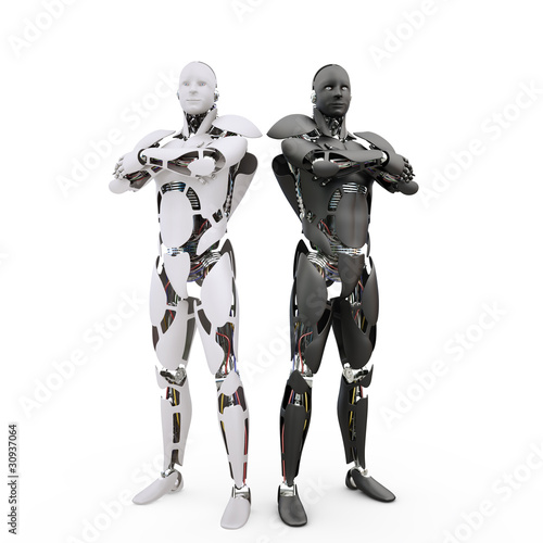 Illustration: Two robots on the white background Two robots on the white background