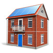 House with solar batteries on the roof
