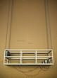 Construction elevator at bricked blank wall. 3D render.