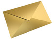 Illustration: Gold envelope over white background. 3D render. Gold envelope over white background. 3D render.