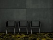 3d Rendering schwarze Stühle vor Betonwand