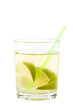 Drink with lime isolated on white background