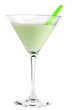 Green creamy cocktail isolated on white background
