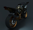 Prototipo Motocicletta nera su sfondo scuro
