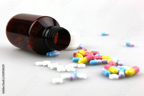 Photo: Pills on white background Pills on white background