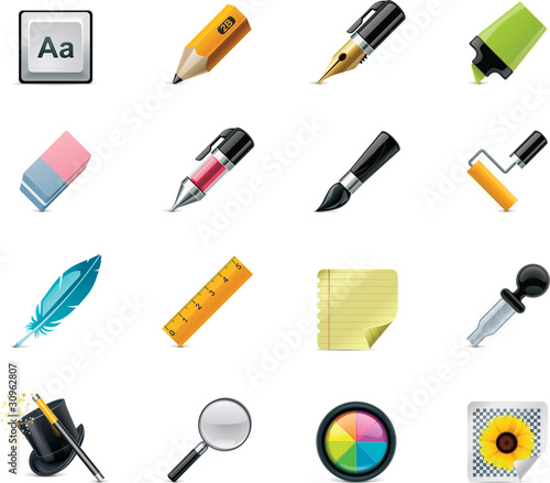 Vecteur : Drawing and Writing tools icon set Drawing and Writing tools icon set